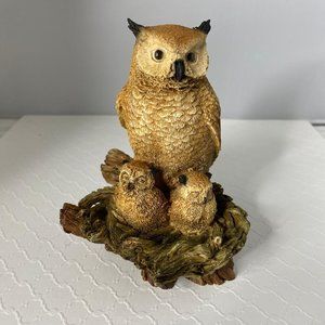 Vintage 1989 Castagna Italy Owl With Owlets Sculpture Figurine
